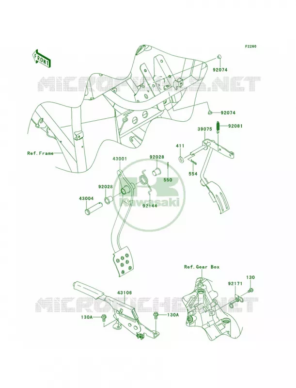 Brake PedalThrottle Lever Kawasaki MULE 400 2013 Mule 610 4x4  KAF400ADF