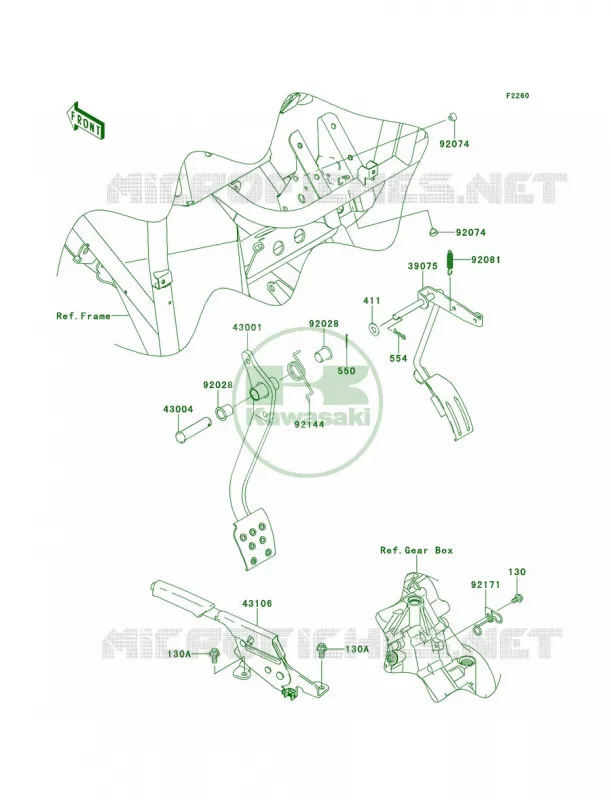 Brake PedalThrottle Lever Kawasaki MULE 400 2013 Mule 610 4x4 XC  KAF400DDF