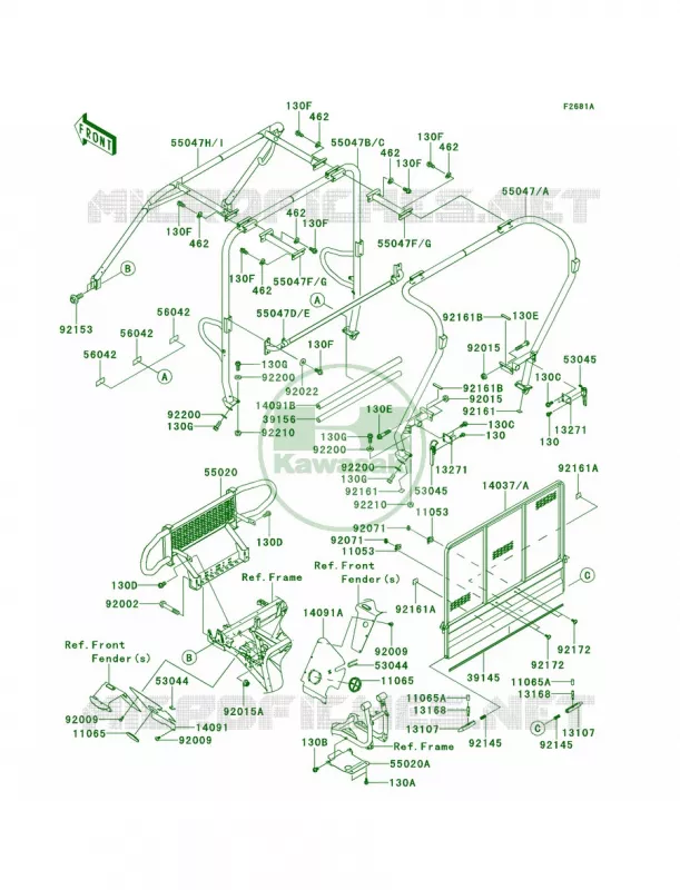 GuardsCab FrameRDFRDFA Kawasaki MULE 620 2013 Mule 4010 Trans4x4  KAF620RDF