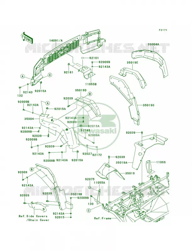 Front FendersS9F-SBF Kawasaki MULE 620 2013 Mule 4010 Trans4x4 Realtree APG HD  KAF620SDF