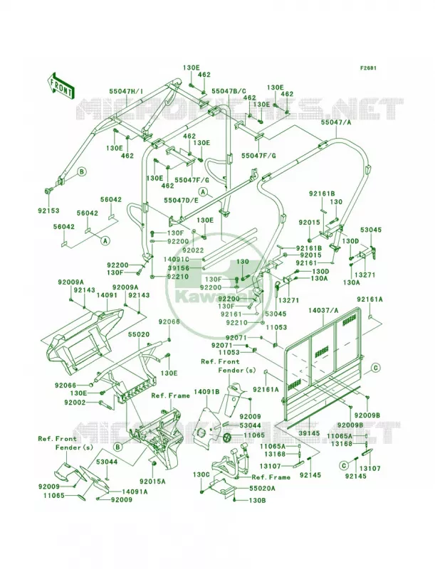 GuardsCab FrameRCFRCFA Kawasaki MULE 620 2012 Mule 4010 Trans4x4  KAF620RCF