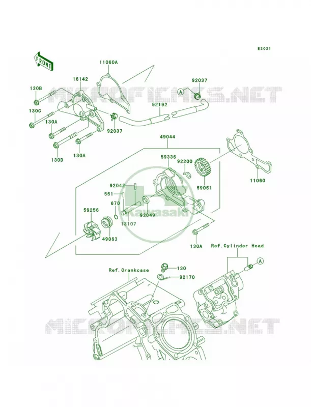 Water Pump Kawasaki MULE 620 2012 Mule 4010 Trans4x4  KAF620RCFA