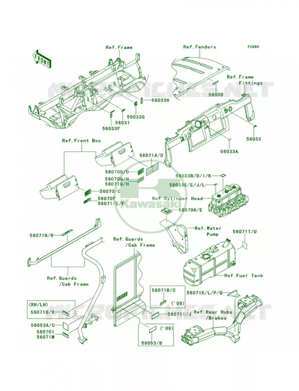 Labels Kawasaki MULE 950 2012 Mule 4010 Trans4x4 Diesel  KAF950GCF