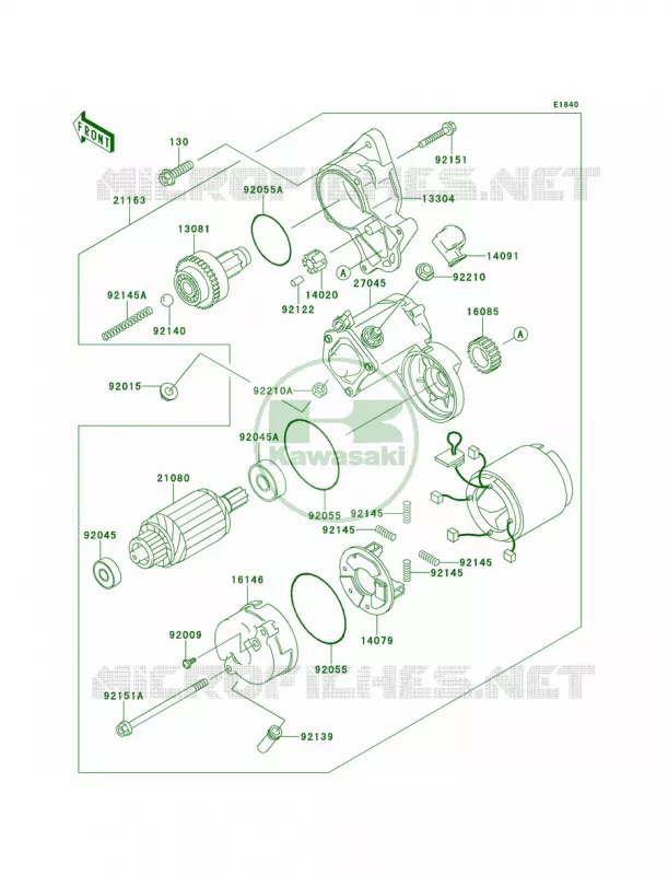 Starter Motor-FD620DE485832 Kawasaki MULE 620 2012 Mule 4010 4x4  KAF620MCF