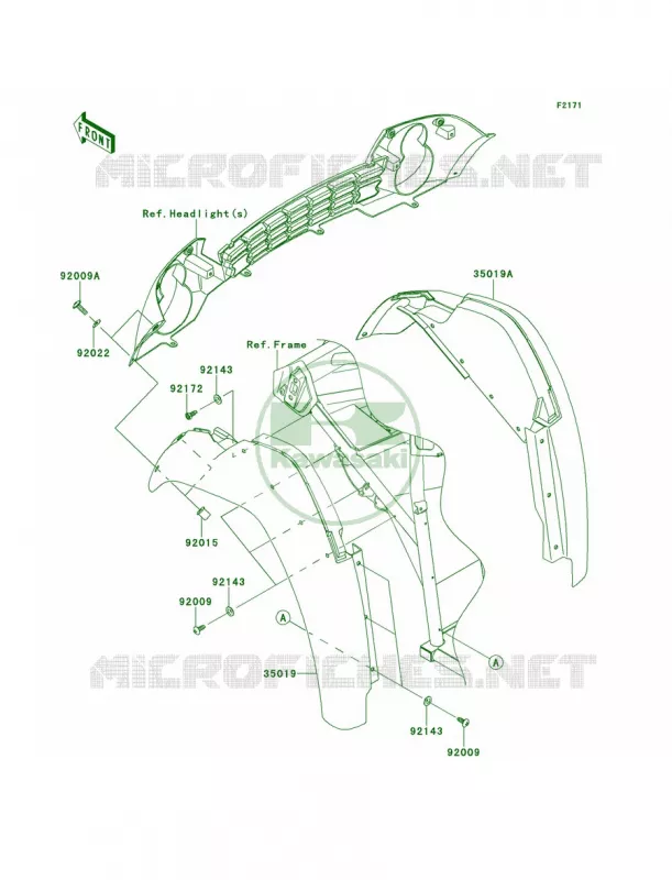 Front Fenders Kawasaki MULE 400 2012 Mule 610 4x4 XC  KAF400DCF