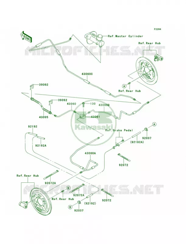 Rear Brake Piping Kawasaki MULE 400 2012 Mule 610 4x4 XC  KAF400DCF
