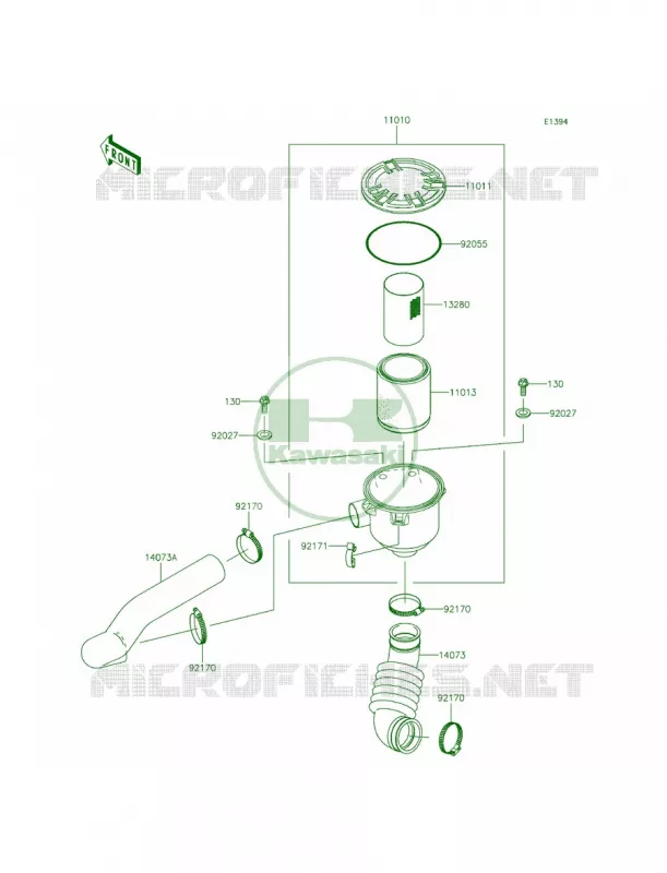 Air Cleaner-Belt Converter Kawasaki MULE 400 2012 Mule 610 4x4 XC Realtree APG HD  KAF400ECF