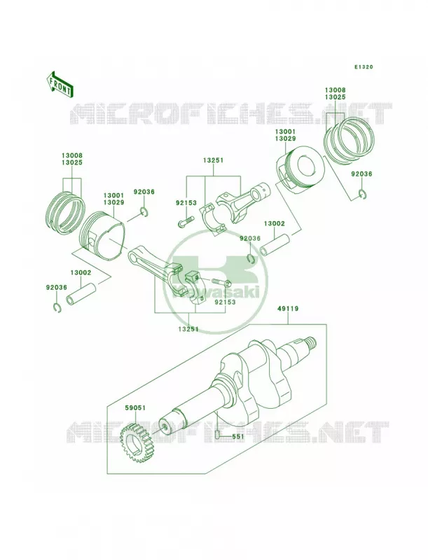 CrankshaftPistons Kawasaki MULE 620 2012 Mule 4010 Trans4x4 Realtree APG HD  KAF620SCF