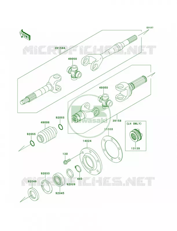Drive Shaft-Rear Kawasaki MULE 620 2012 Mule 4010 Trans4x4 Realtree APG HD  KAF620SCF