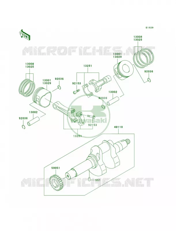 CrankshaftPistons Kawasaki MULE 620 2011 Mule 4010 Trans4x4  KAF620RBF