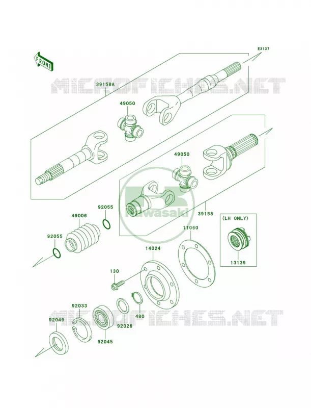 Drive Shaft-Rear Kawasaki MULE 620 2011 Mule 4010 Trans4x4  KAF620RBFA