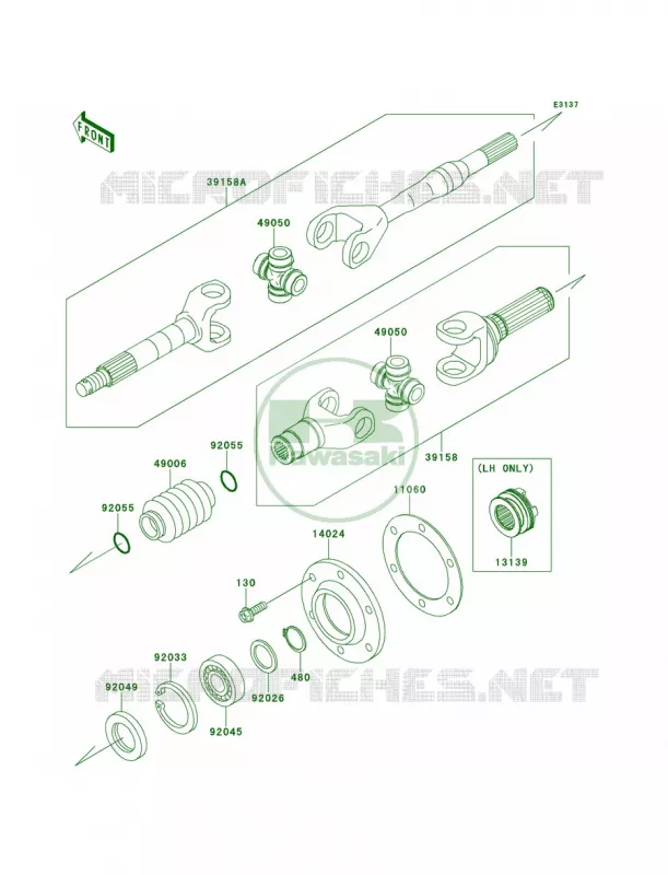 Drive Shaft-Rear Kawasaki MULE 950 2011 Mule 4010 Trans4x4 Diesel  KAF950GBF