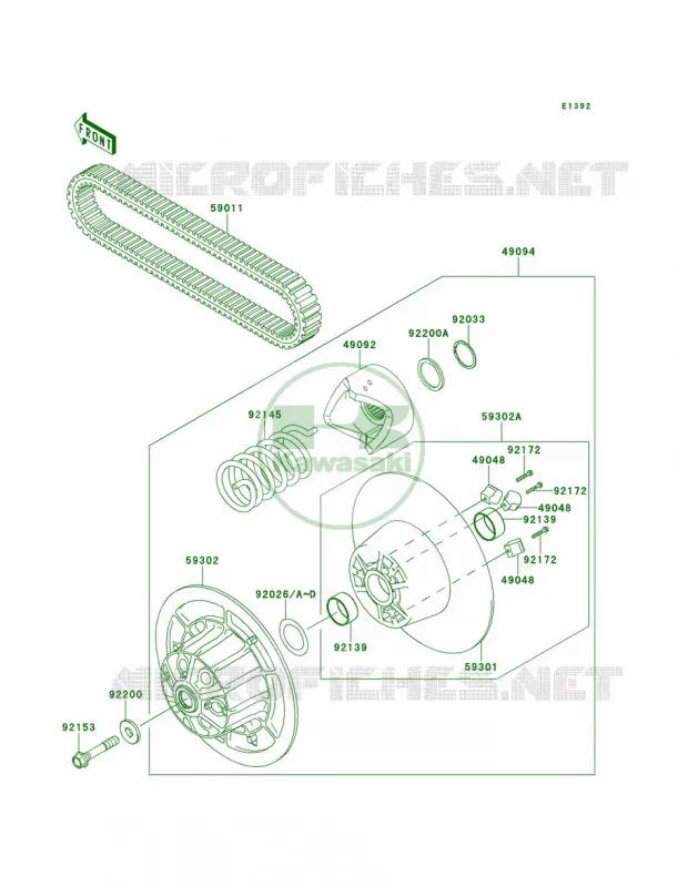 Driven ConverterDrive Belt Kawasaki MULE 950 2011 Mule 4010 Trans4x4 Diesel  KAF950GBF