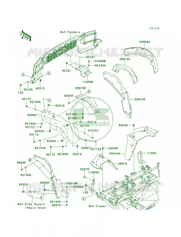 Front FendersMCFMDF Kawasaki MULE 620 2011 Mule 4010 4x4  KAF620MBF