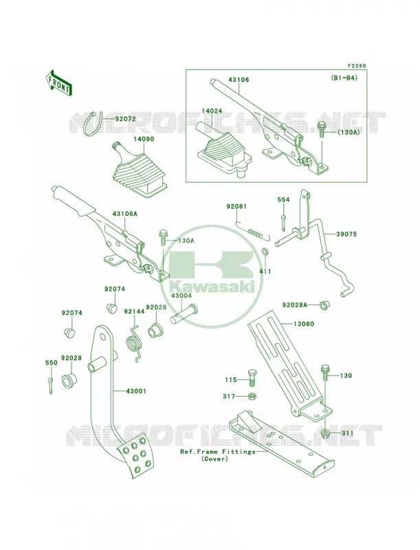 Brake PedalThrottle Lever Kawasaki MULE 620 2007 MULE 2520 TURF  KAF620-B1