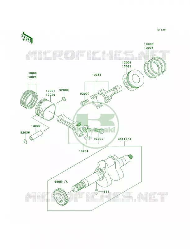 CrankshaftPistons Kawasaki MULE 620 2007 MULE 2520 TURF  KAF620-B1