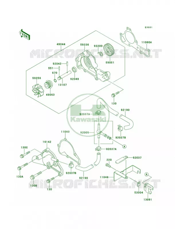 Water Pump Kawasaki MULE 620 2007 MULE 2520 TURF  KAF620-B1