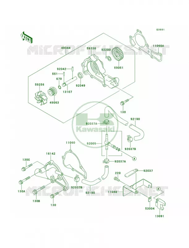 Water Pump Kawasaki MULE 620 2007 MULE 2520 TURF  KAF620-B2