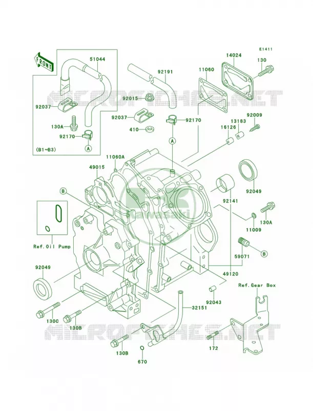 Crankcase Kawasaki MULE 620 2007 MULE 2520 TURF  KAF620-B3
