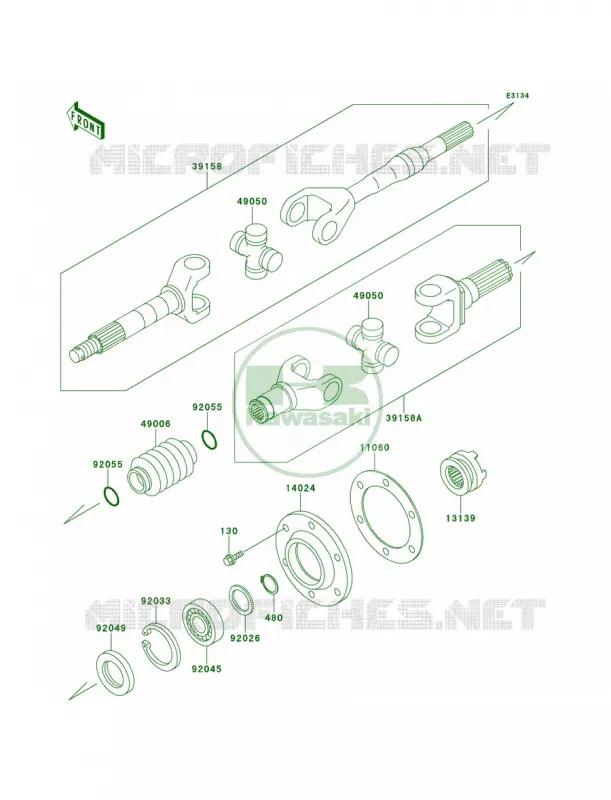 Drive Shaft Kawasaki MULE 620 2007 MULE 2520 TURF  KAF620-B3