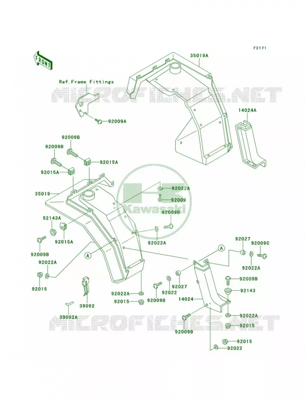 Front Fenders Kawasaki MULE 620 2007 MULE 2520 TURF  KAF620-B3