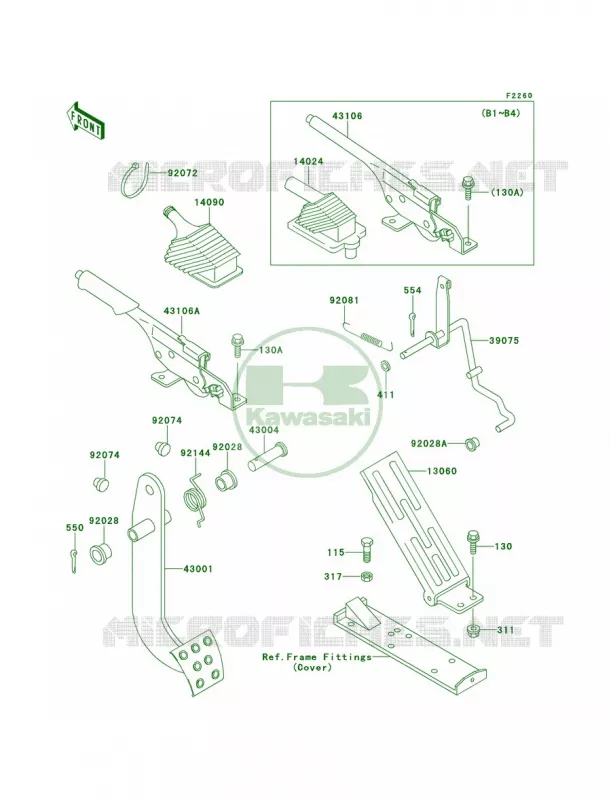 Brake PedalThrottle Lever Kawasaki MULE 620 2007 MULE 2520 TURF  KAF620-B4