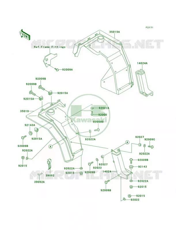 Front Fenders Kawasaki MULE 620 2007 MULE 2520 TURF  KAF620-B4