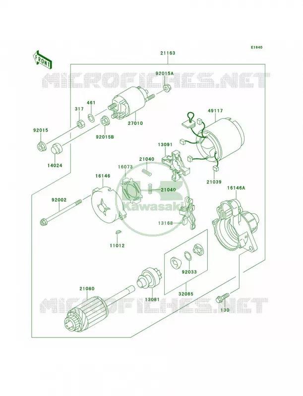 Starter Motor Kawasaki MULE 620 2007 MULE 2520 TURF  KAF620-B4