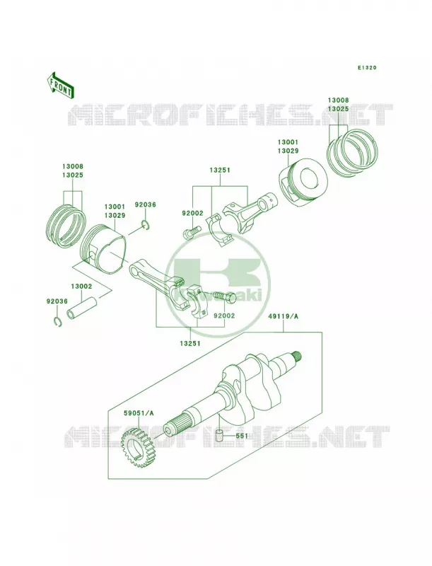 CrankshaftPistons Kawasaki MULE 620 2007 MULE 2520 TURF  KAF620-B5