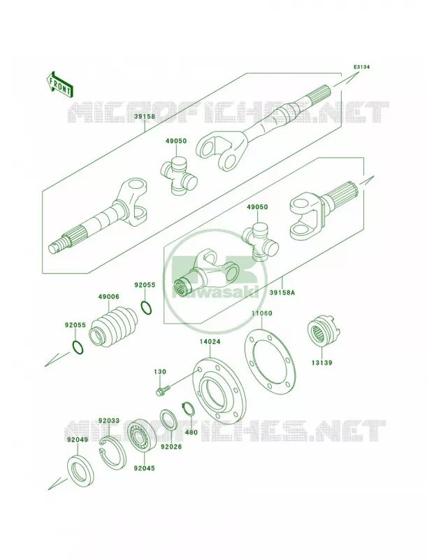 Drive Shaft Kawasaki MULE 620 2007 MULE 2520 TURF  KAF620-B5