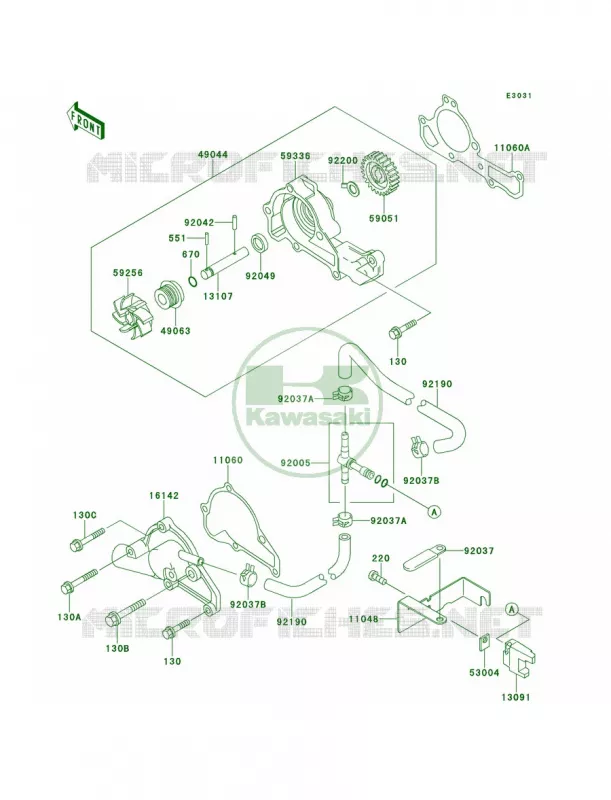 Water Pump Kawasaki MULE 620 2007 MULE 2520 TURF  KAF620-B5