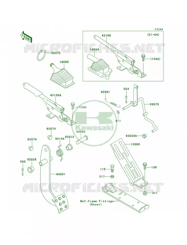 Brake PedalThrottle Lever Kawasaki MULE 620 2007 MULE 2500  KAF620-C1