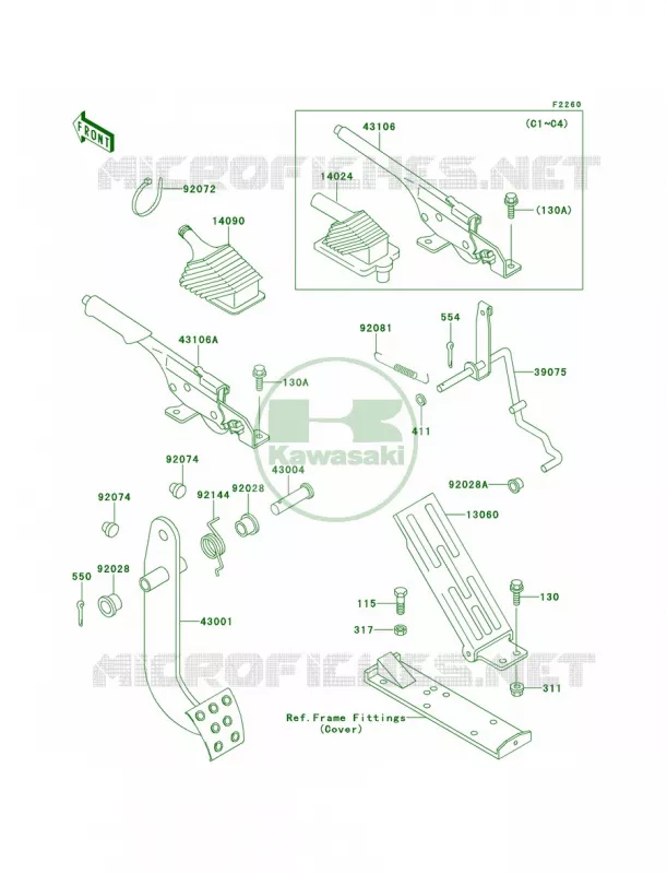 Brake PedalThrottle Lever Kawasaki MULE 620 2007 MULE 2500  KAF620-C3