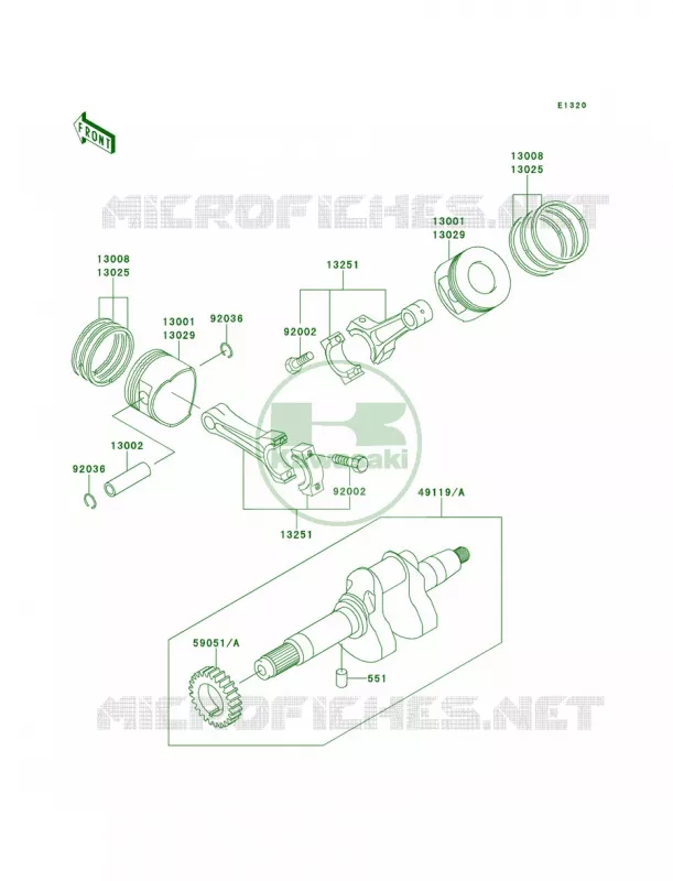 CrankshaftPistons Kawasaki MULE 620 2007 MULE 2500  KAF620-C4