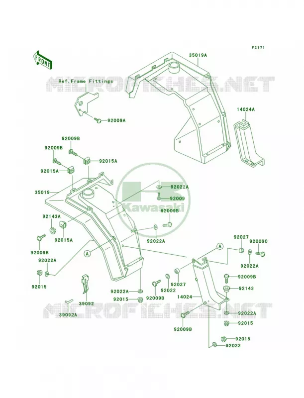 Front Fenders Kawasaki MULE 620 2007 MULE 2500  KAF620-C6