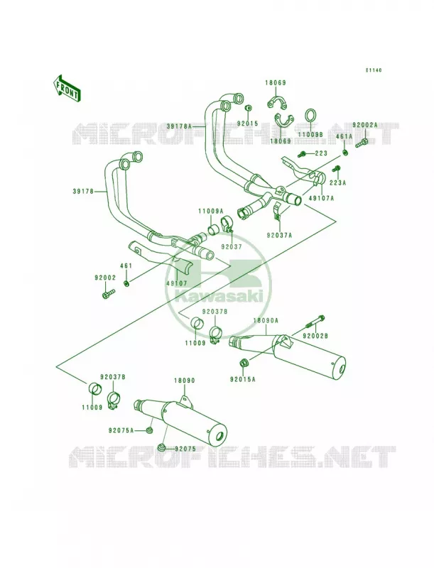 Mufflers Kawasaki MOTOS 1000 1996 Concours  ZG1000-A11