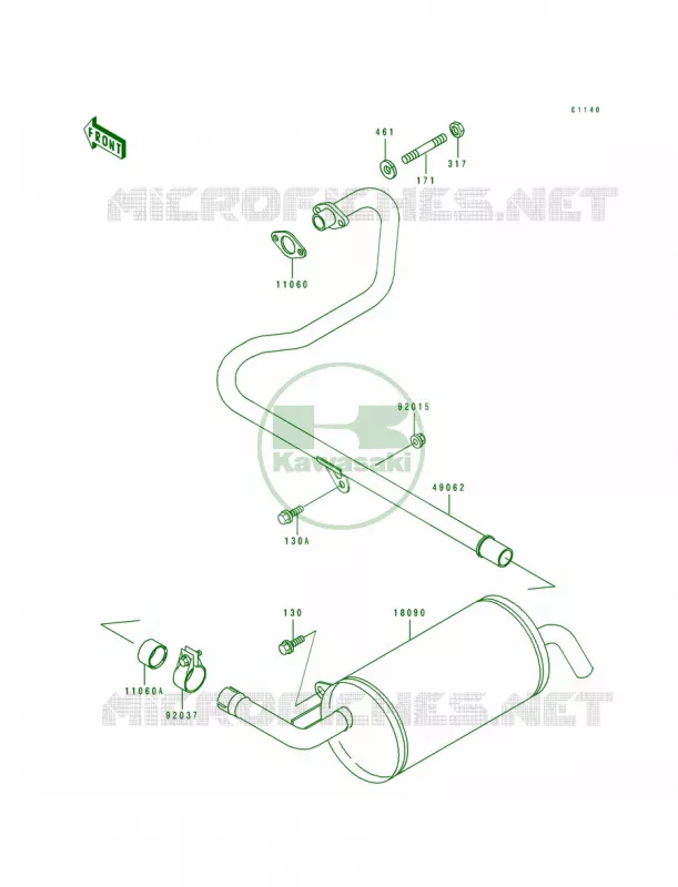 Muffler Kawasaki MULE 300 2007 MULE 500  KAF300-A1