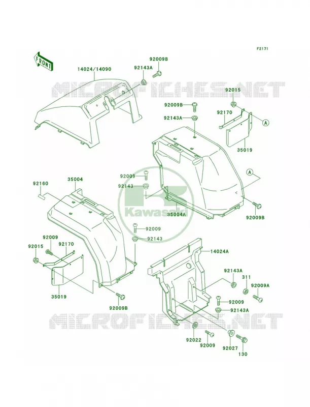Front Fenders Kawasaki MULE 300 2007 MULE 500  KAF300-B1