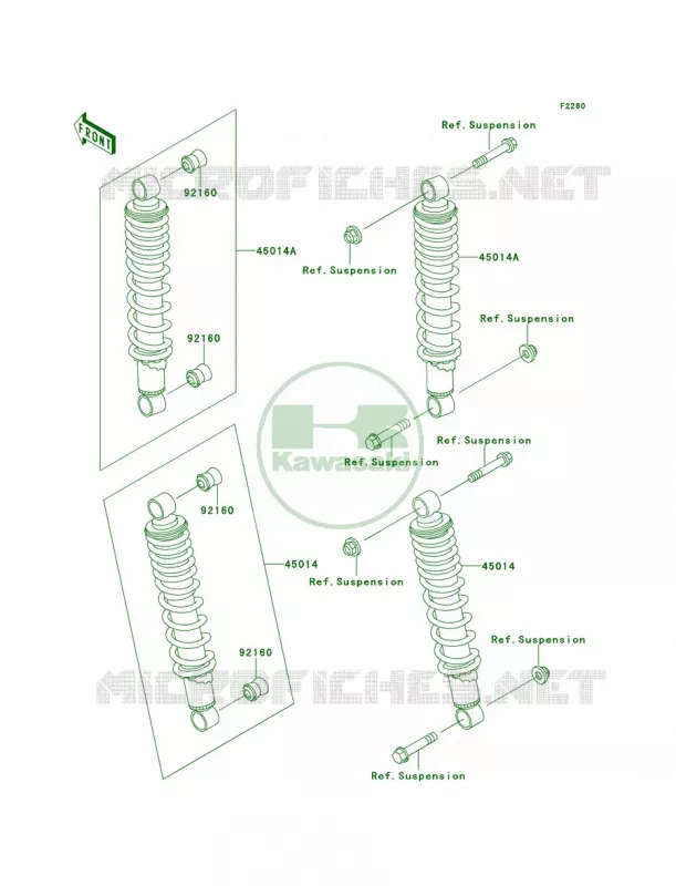 Shock Absorbers Kawasaki MULE 300 2007 MULE 500  KAF300-B1