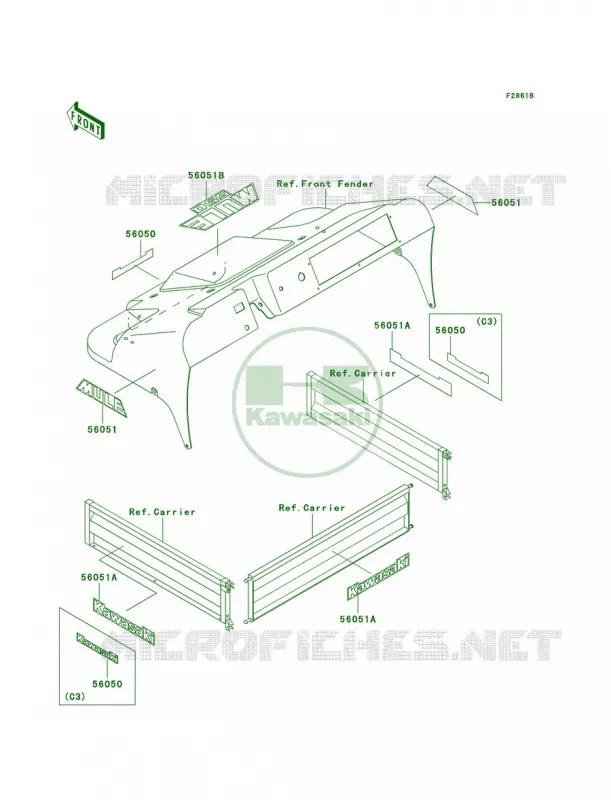 DecalsRedKAF300-C3C4C5 Kawasaki MULE 300 2007 MULE 550  KAF300-C2