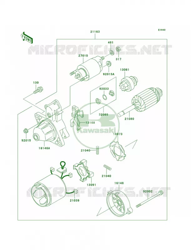 Starter Motor Kawasaki MULE 300 2007 MULE 550  KAF300-C2