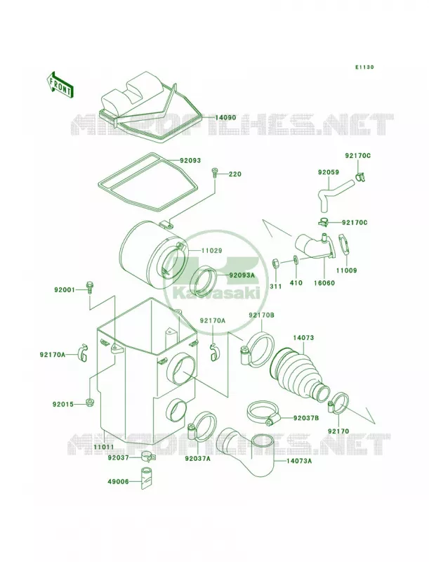 Air Cleaner Kawasaki MULE 300 2007 MULE 550  KAF300-C3