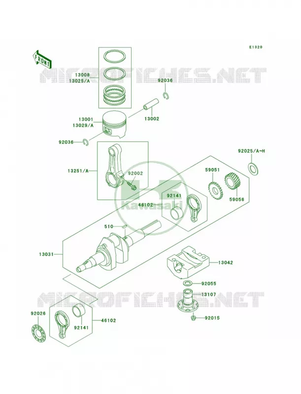 CrankshaftPistons Kawasaki MULE 300 2007 MULE 550  KAF300-C3