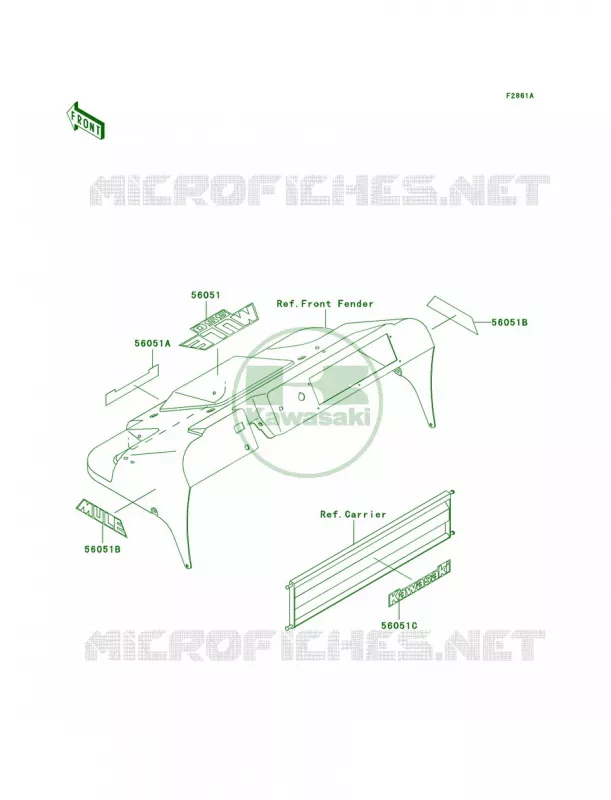 DecalsGreenKAF300-C2 Kawasaki MULE 300 2007 MULE 550  KAF300-C3
