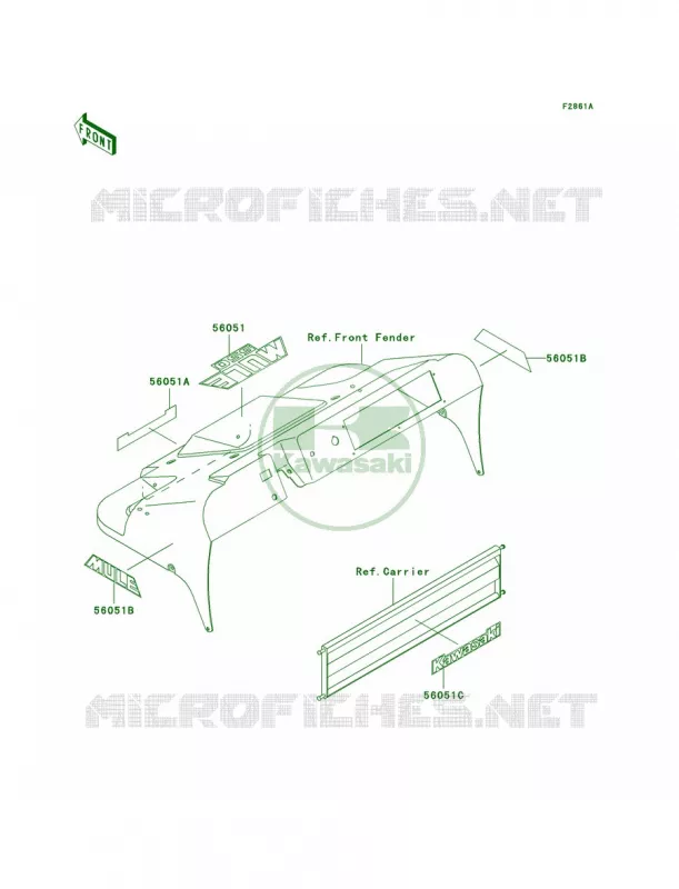 DecalsGreenKAF300-C2 Kawasaki MULE 300 2007 MULE 550  KAF300-C4