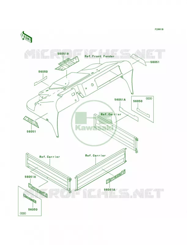 DecalsRedKAF300-C3C4C5 Kawasaki MULE 300 2007 MULE 550  KAF300-C5
