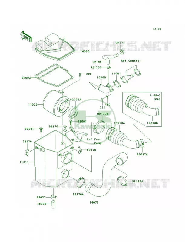 Air Cleaner Kawasaki MULE 400 2010 MULE 610 4X4  KAF400AAF