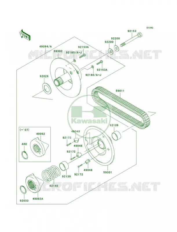 Driven ConverterDrive Belt Kawasaki MULE 400 2010 MULE 610 4X4  KAF400AAF