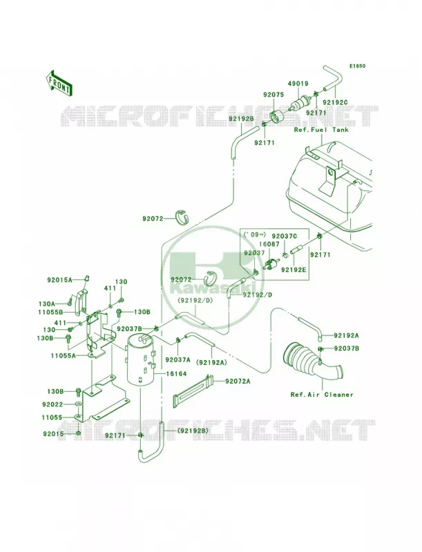 Fuel Evaporative SystemCA Kawasaki MULE 400 2010 MULE 600  KAF400BAF