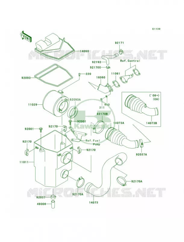 Air Cleaner Kawasaki MULE 400 2008 MULE 610 4X4 HARDWOODS GREEN HD  KAF400C8F